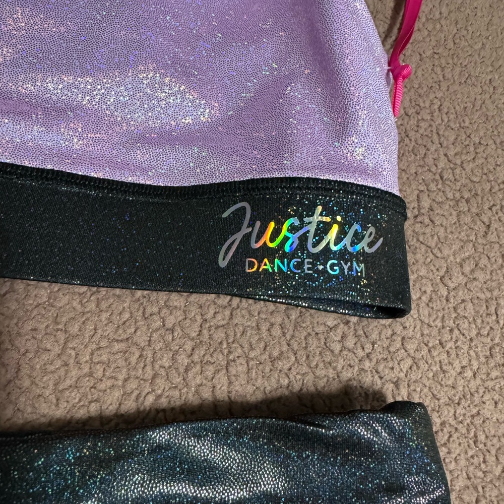 Justice Iridescent Lavender &‎ Silver Dance Set with Black Trim - Picture 3 of 6